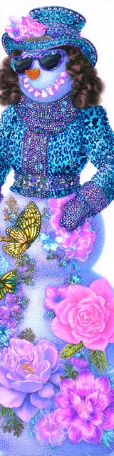 Free printable Christmas bookmarks of a feminine styled snowman